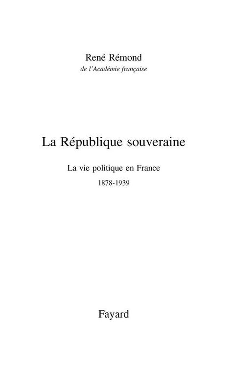 Cover image for book La République souveraine