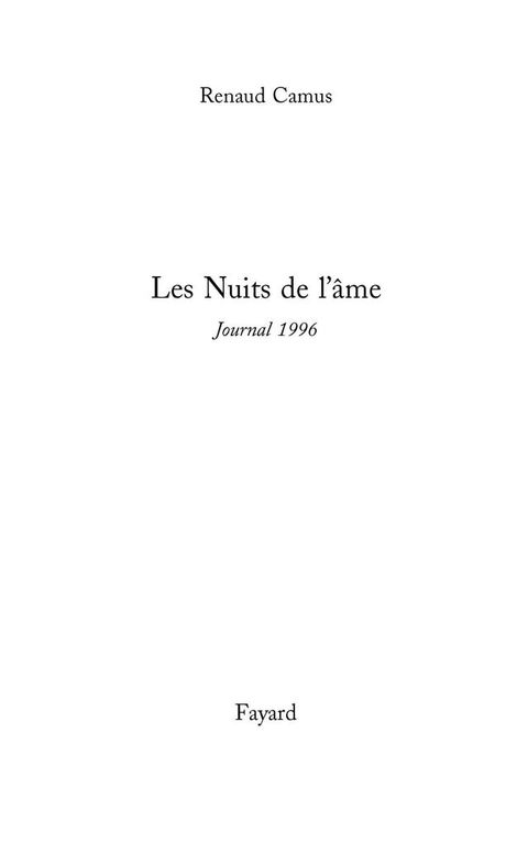 Cover image for book Les Nuits de l'âme - Journal 1996