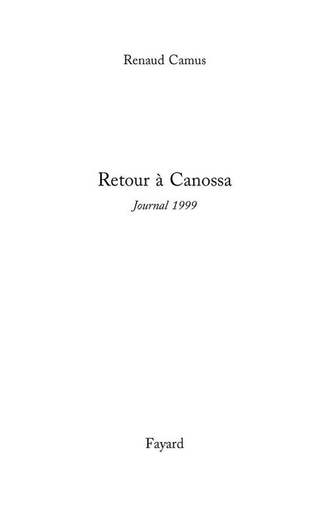 Cover image for book Retour à Canossa