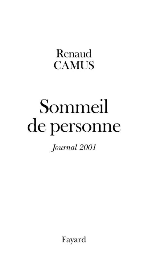 Cover image for book Sommeil de personne
