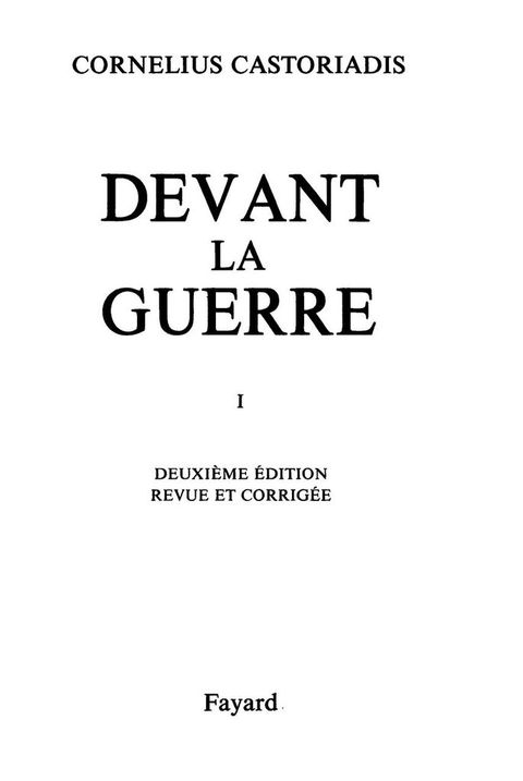 Cover image for book Devant la guerre