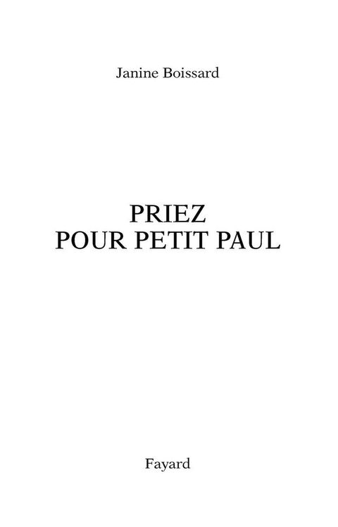 Cover image for book Priez pour petit Paul
