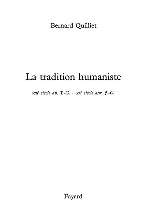 Cover image for book La Tradition humaniste