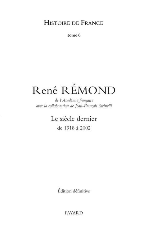 Cover image for book Le siècle dernier