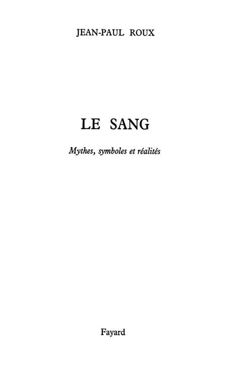 Cover image for book Le Sang