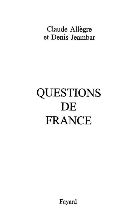 Cover image for book Questions de France