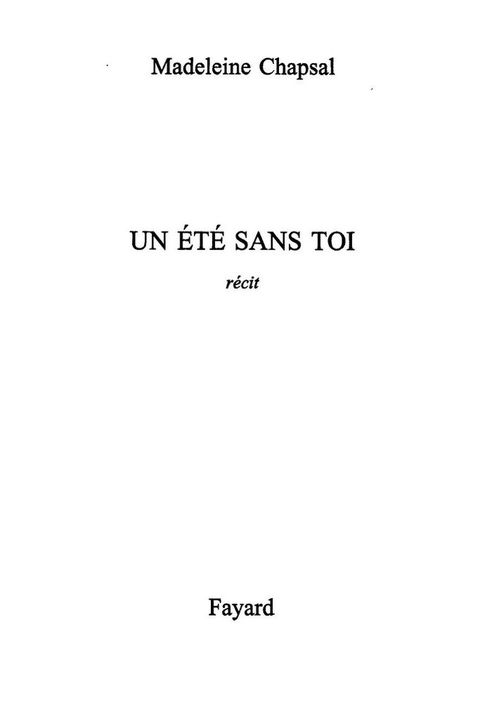 Cover image for book Un été sans toi