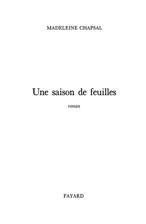 Cover image for book Une saison de feuilles