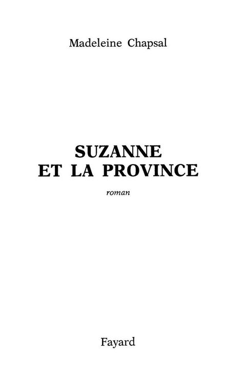 Cover image for book Suzanne et la province