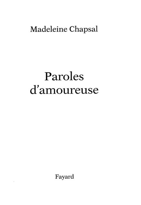 Cover image for book Paroles d'amoureuse