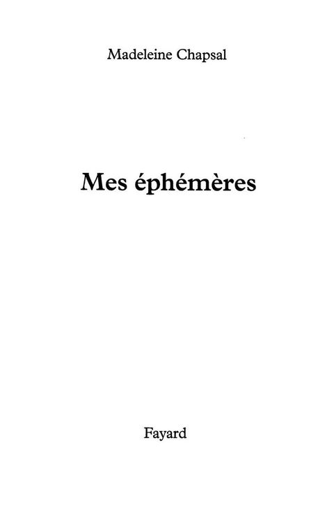 Cover image for book Mes éphémères