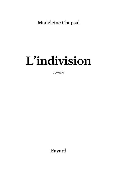 Cover image for book L'indivision