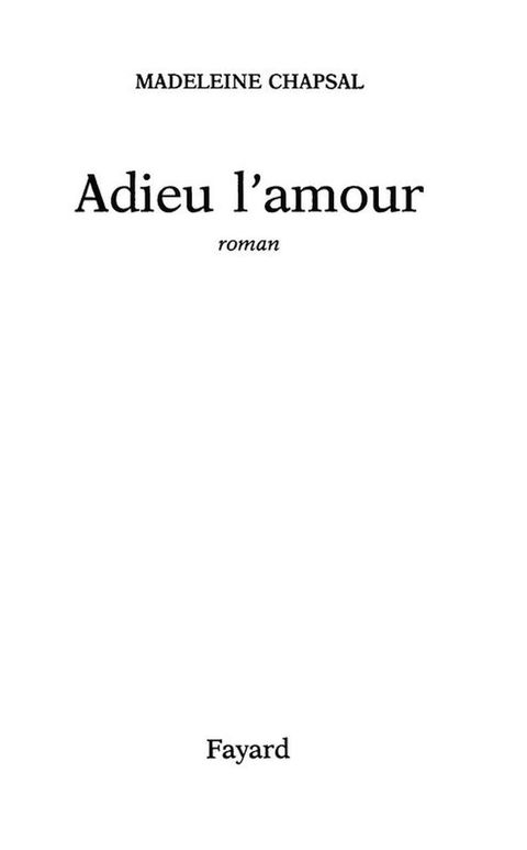 Cover image for book Adieu l'amour