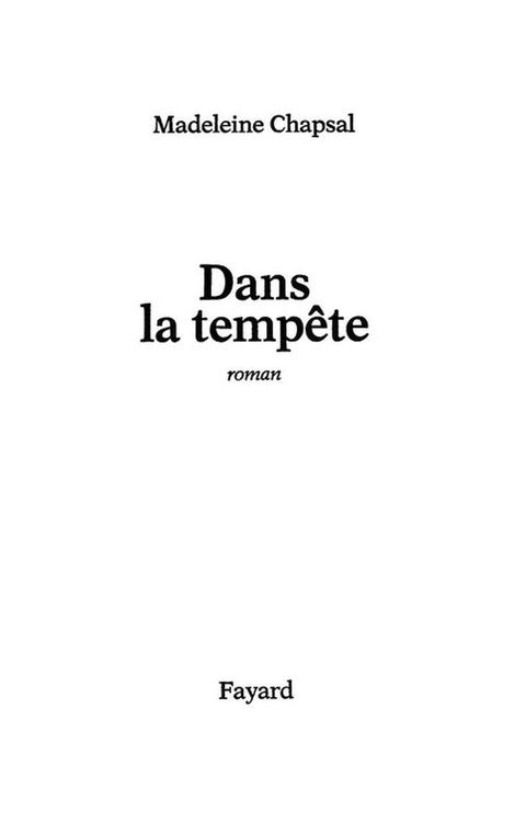 Cover image for book Dans la tempête