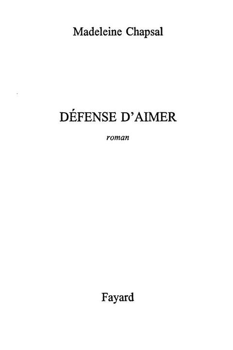 Cover image for book Défense d'aimer