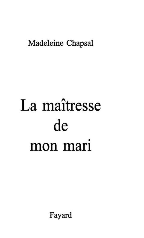 Cover image for book La Maîtresse de mon mari