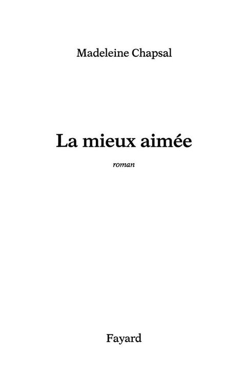 Cover image for book La mieux aimée