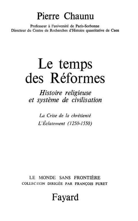 Cover image for book Le Temps des réformes