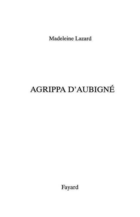 Cover image for book Agrippa d'Aubigné