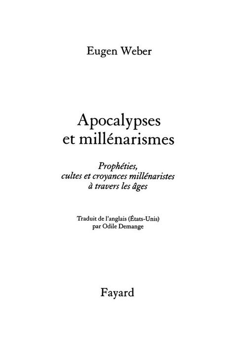 Cover image for book Apocalypses et Millénarismes