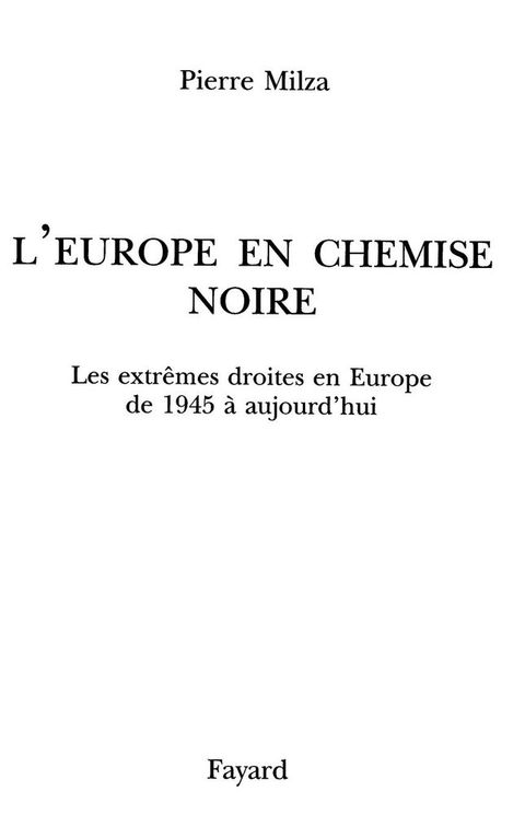 Cover image for book L'Europe en chemise noire