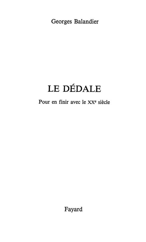 Cover image for book Le Dédale