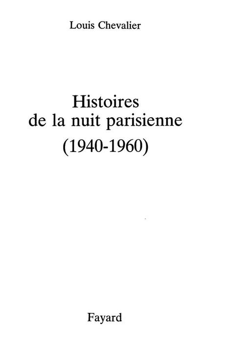 Cover image for book Histoires de la nuit parisienne