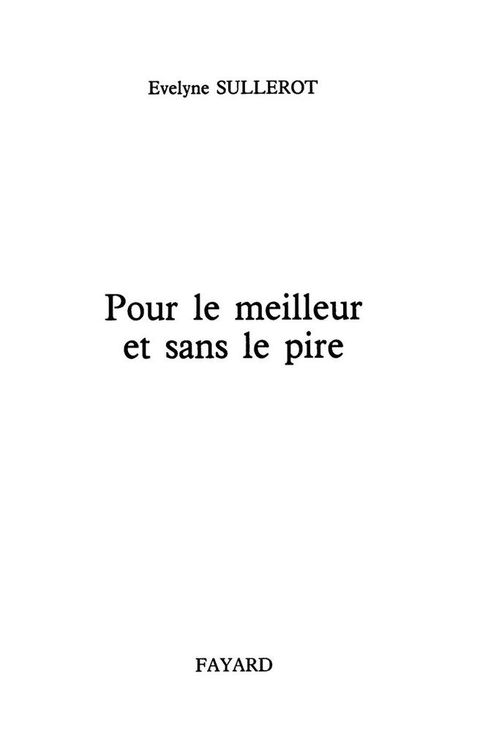 Cover image for book Pour le meilleur et sans le pire