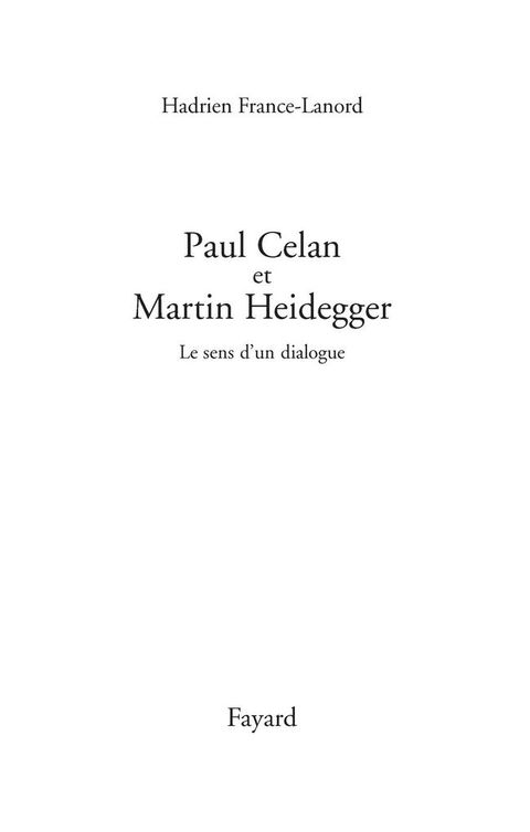 Cover image for book Paul Celan et Martin Heidegger