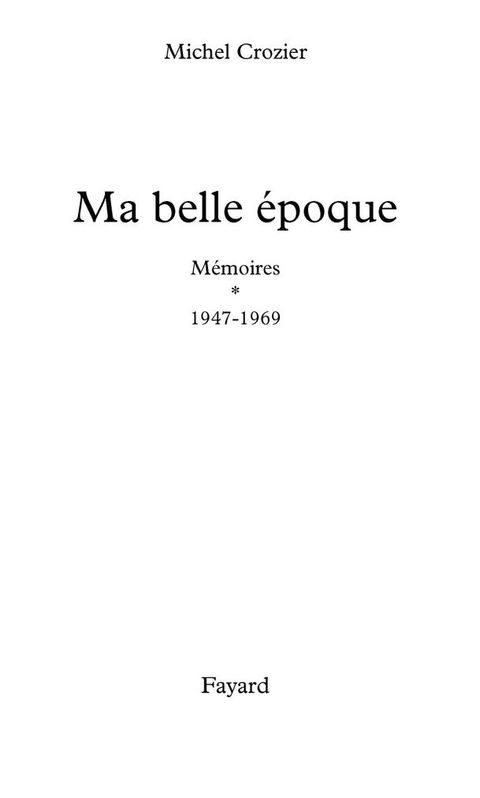 Cover image for book Ma belle époque