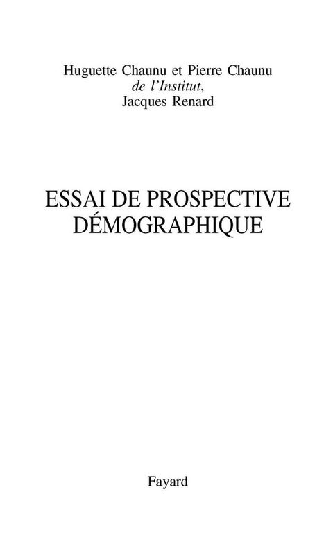 Cover image for book Essai de prospective démographique