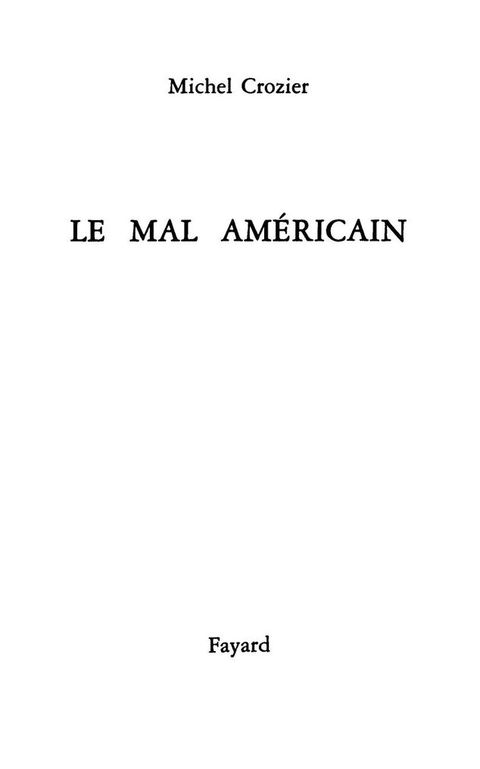 Cover image for book Le Mal américain