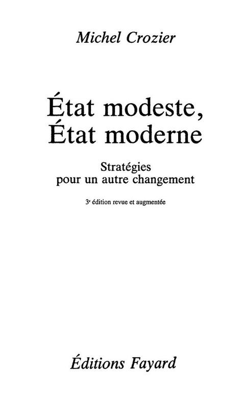Cover image for book Etat modeste, Etat moderne