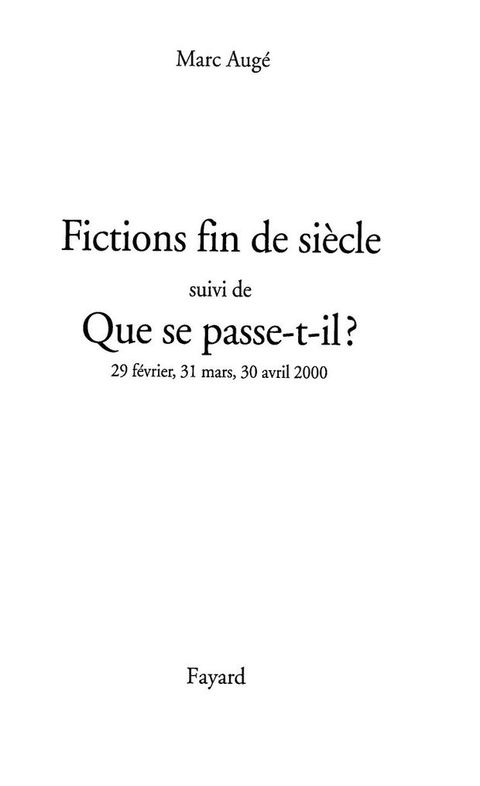 Cover image for book Fictions de siècel suivi de Que se passe-t-il ?