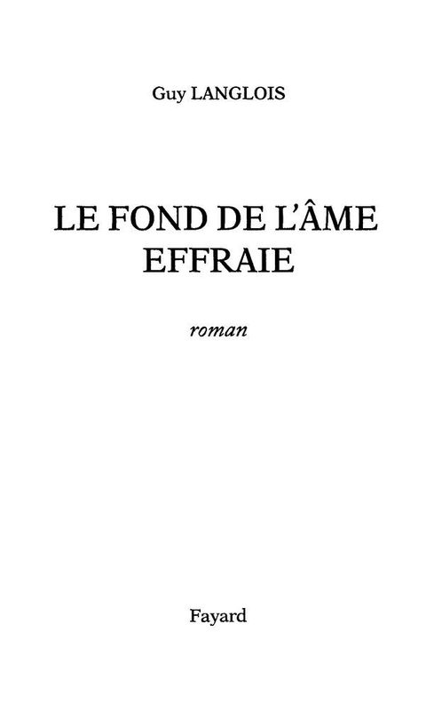 Cover image for book Le Fond de l'âme effraie