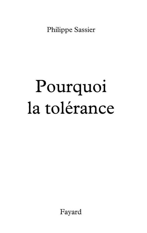 Cover image for book Pourquoi la tolérance