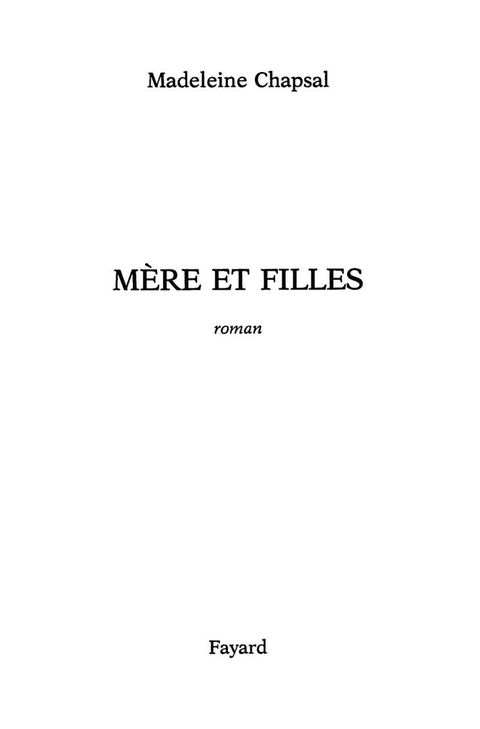 Cover image for book Mère et filles
