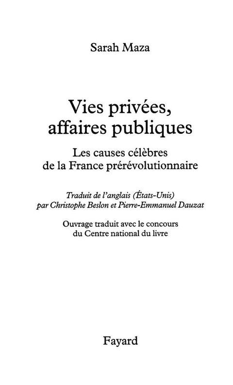 Cover image for book Vies privées, affaires publiques