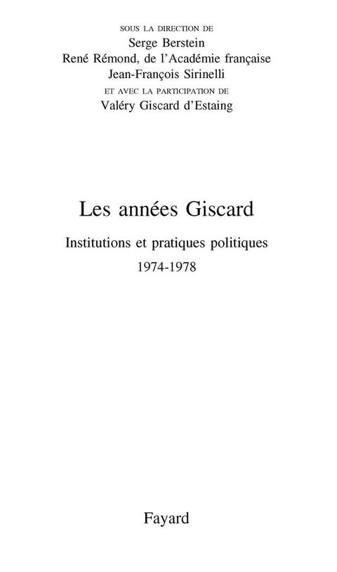 Cover image for book Les années Giscard