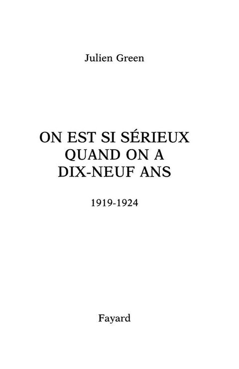 Cover image for book On est si sérieux quand on a 19 ans