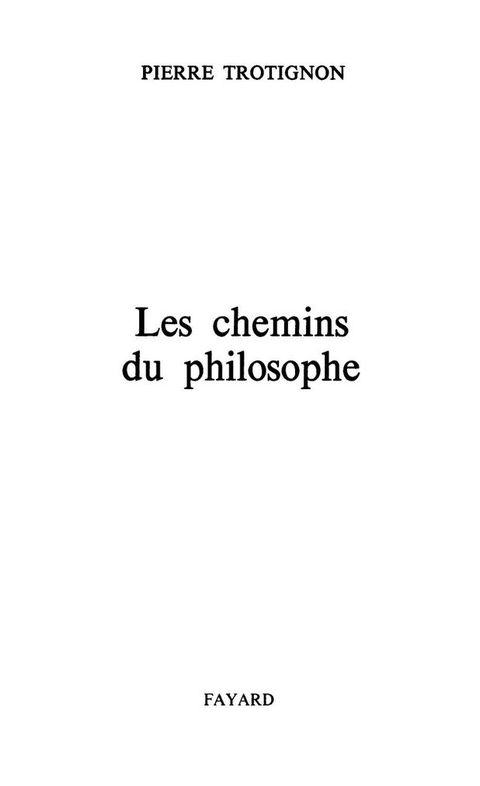 Cover image for book Les Chemins du philosophe