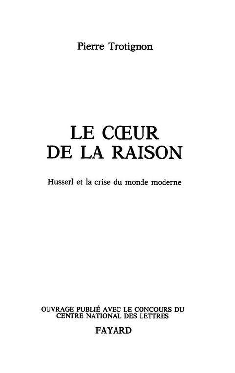Cover image for book Le Coeur de la raison