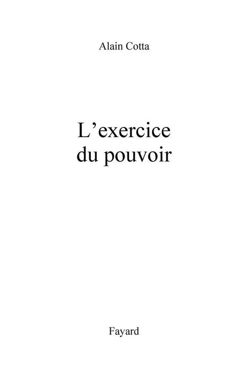 Cover image for book L'Exercice du pouvoir