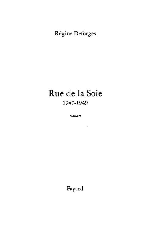 Cover image for book Rue de la Soie