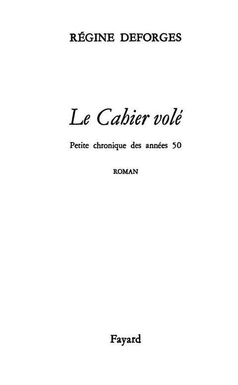 Cover image for book Le Cahier volé
