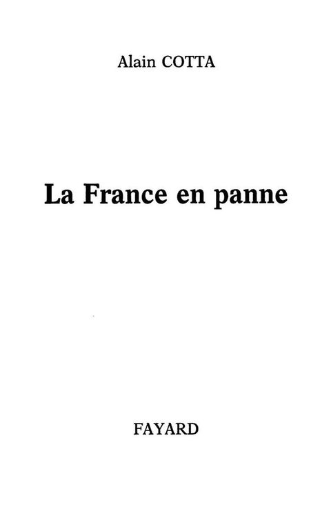 Cover image for book La France en panne
