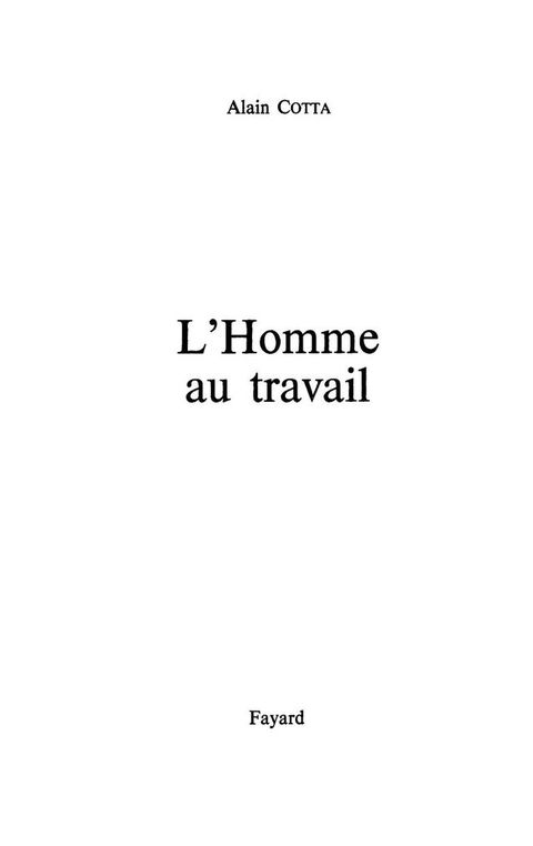 Cover image for book L'Homme au travail