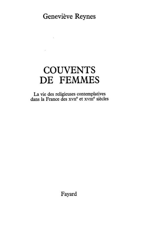 Cover image for book Couvents de femmes