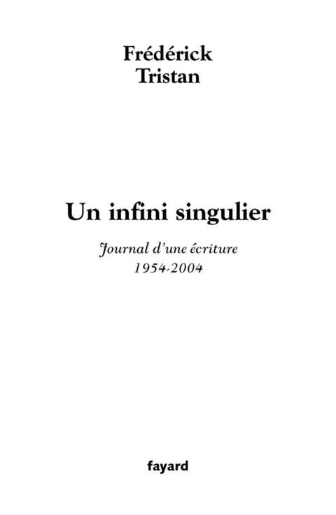Cover image for book Un infini singulier