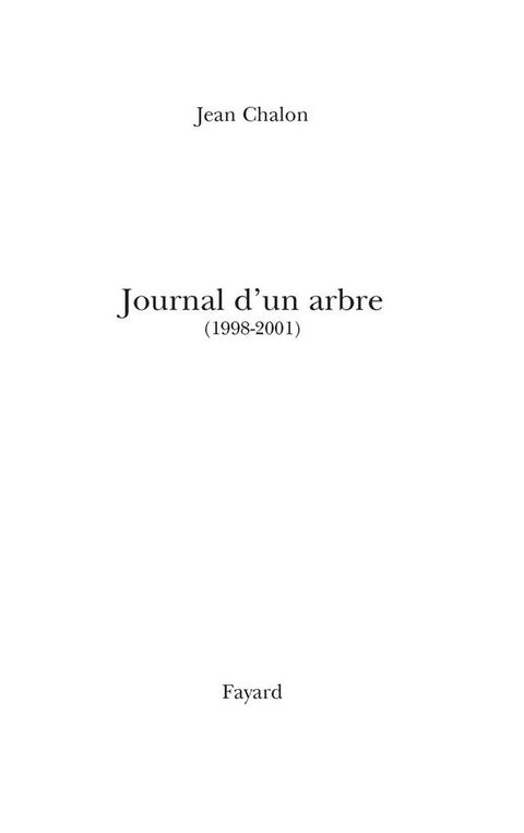 Cover image for book Journal d'un arbre (1998-2001)